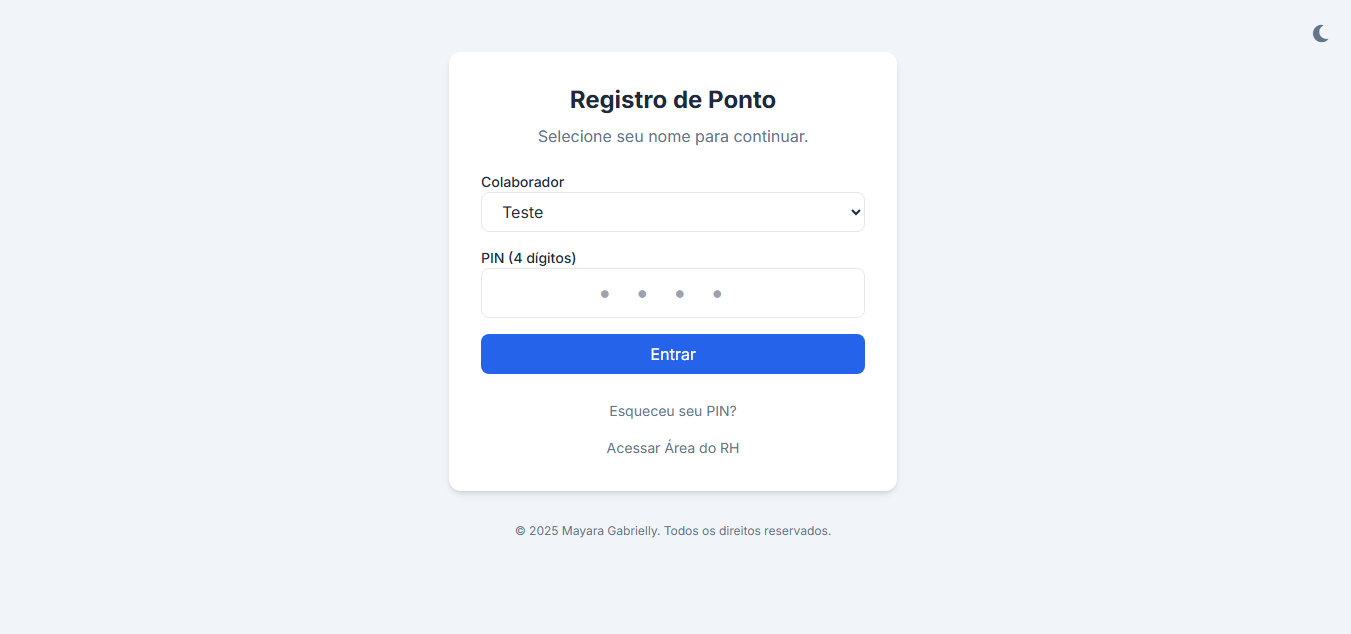 Tela 1 do Sistema de Ponto